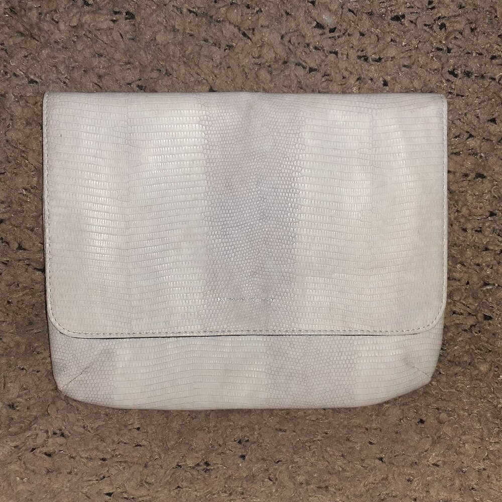 KG KURT GEIGER-Mauve/Gray Embossed Snake Skin Travel Pouch/Clutch-Excellent